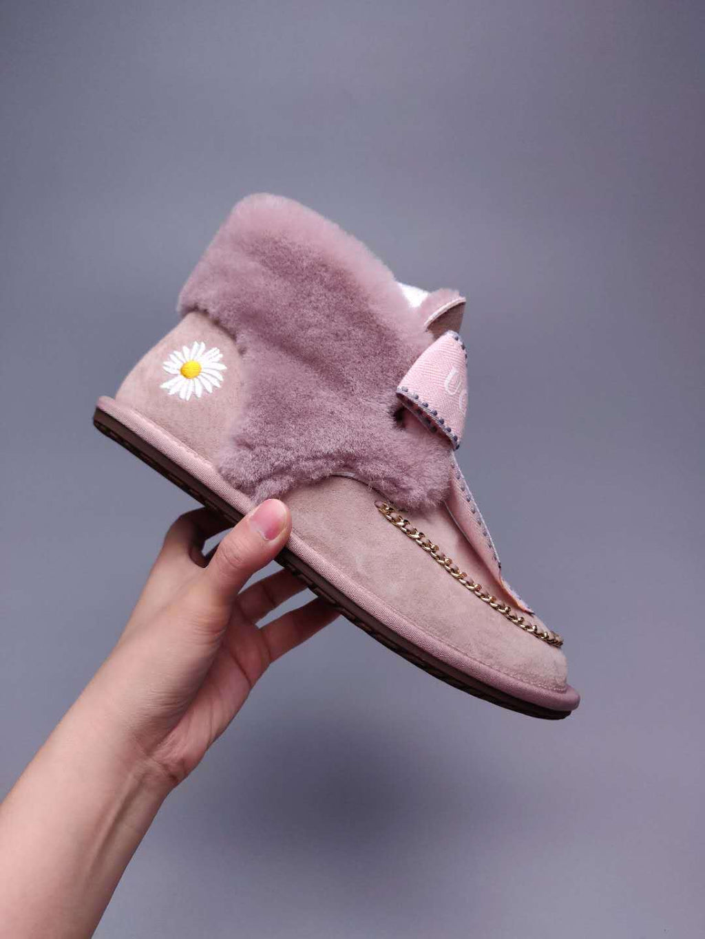 Dusty Pink Daisy Chain & Ribbon Shoes | Model 7888