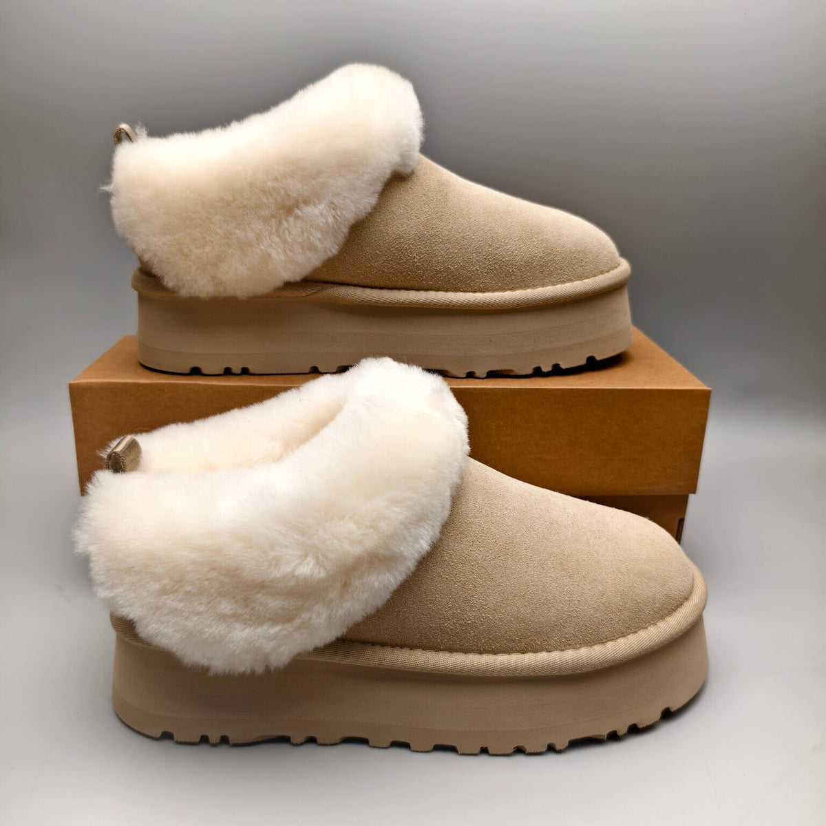 Sand Suede-Look Platform Slip-On Shoes – Model 1393