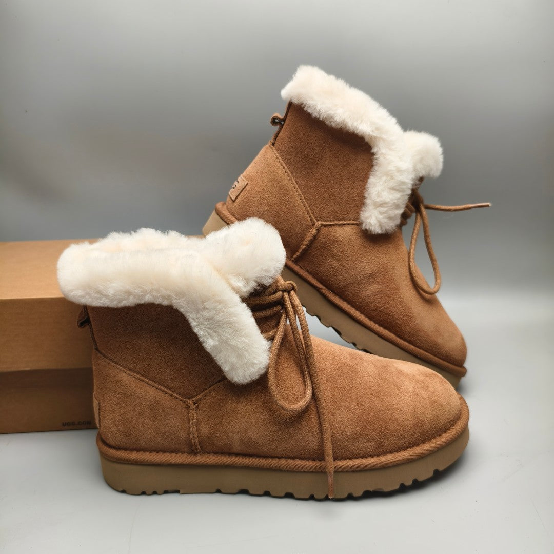 Chestnut Mid-Calf Lace-Up Casual Boots | Model 4576