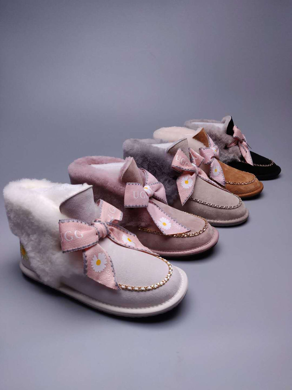 Dusty Pink Daisy Chain & Ribbon Shoes | Model 7888
