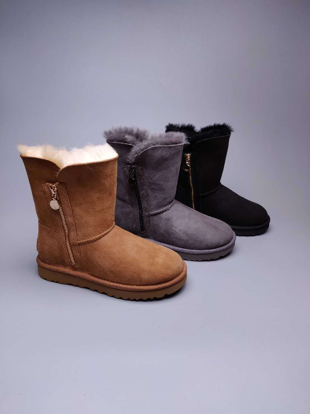 Black Side-Zip Mid-Calf Boots – Model 2480