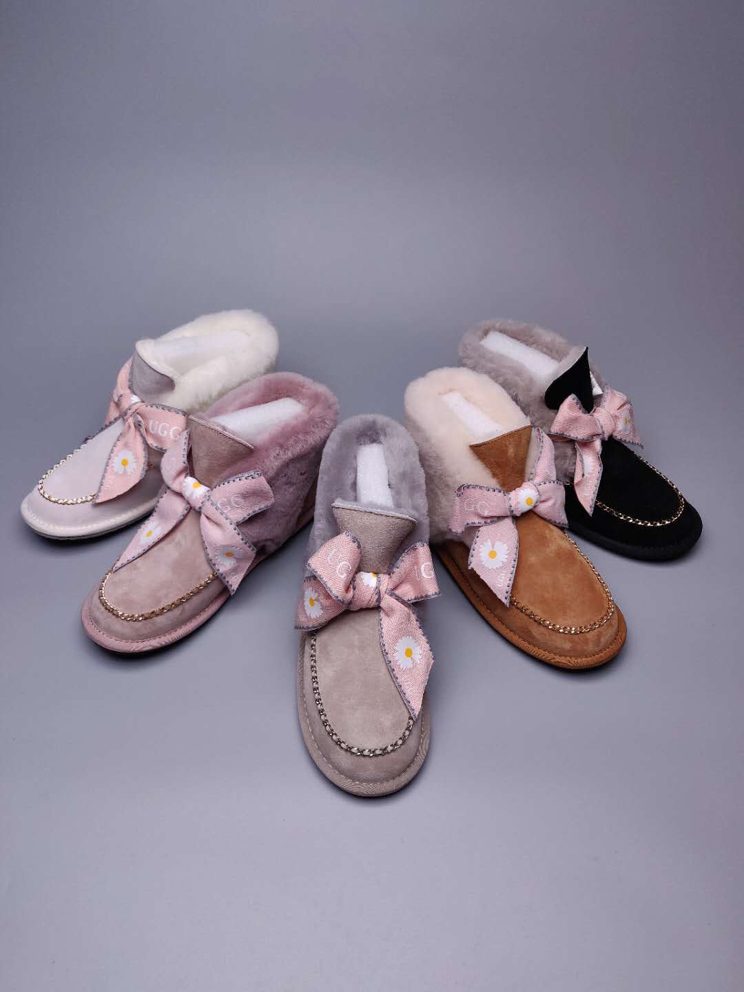 Dusty Pink Daisy Chain & Ribbon Shoes | Model 7888