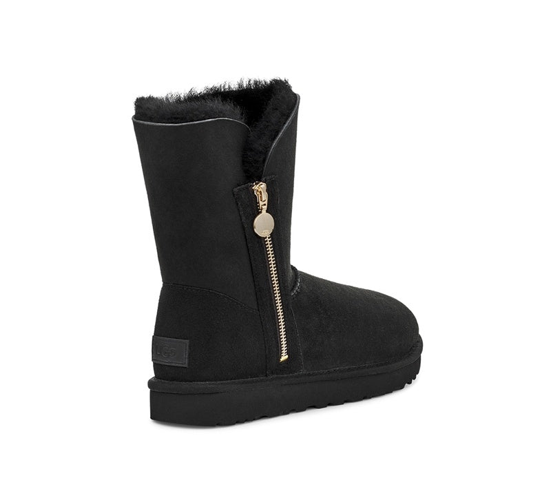 Black Side-Zip Mid-Calf Boots – Model 2480
