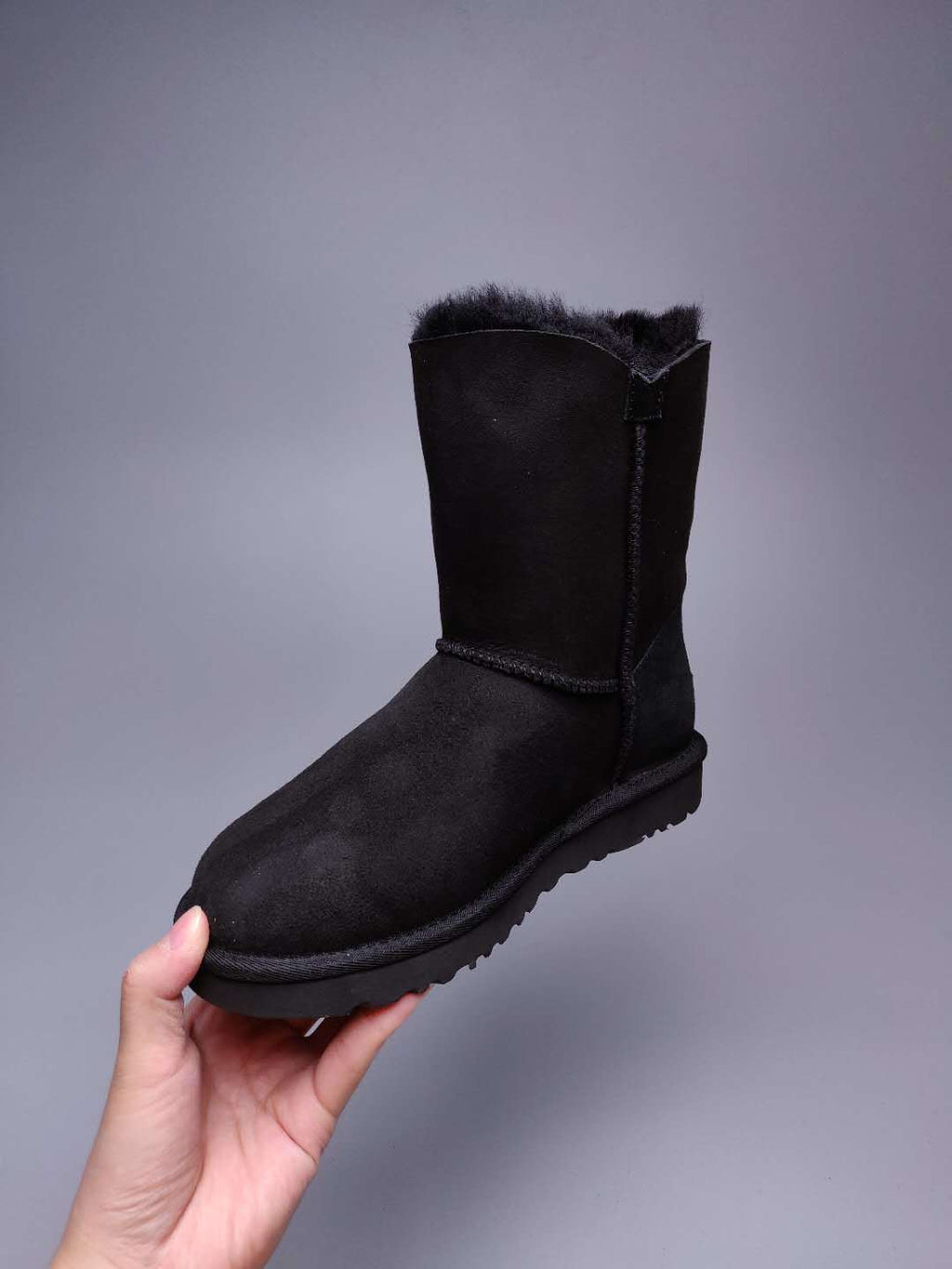 Black Side-Zip Mid-Calf Boots – Model 2480