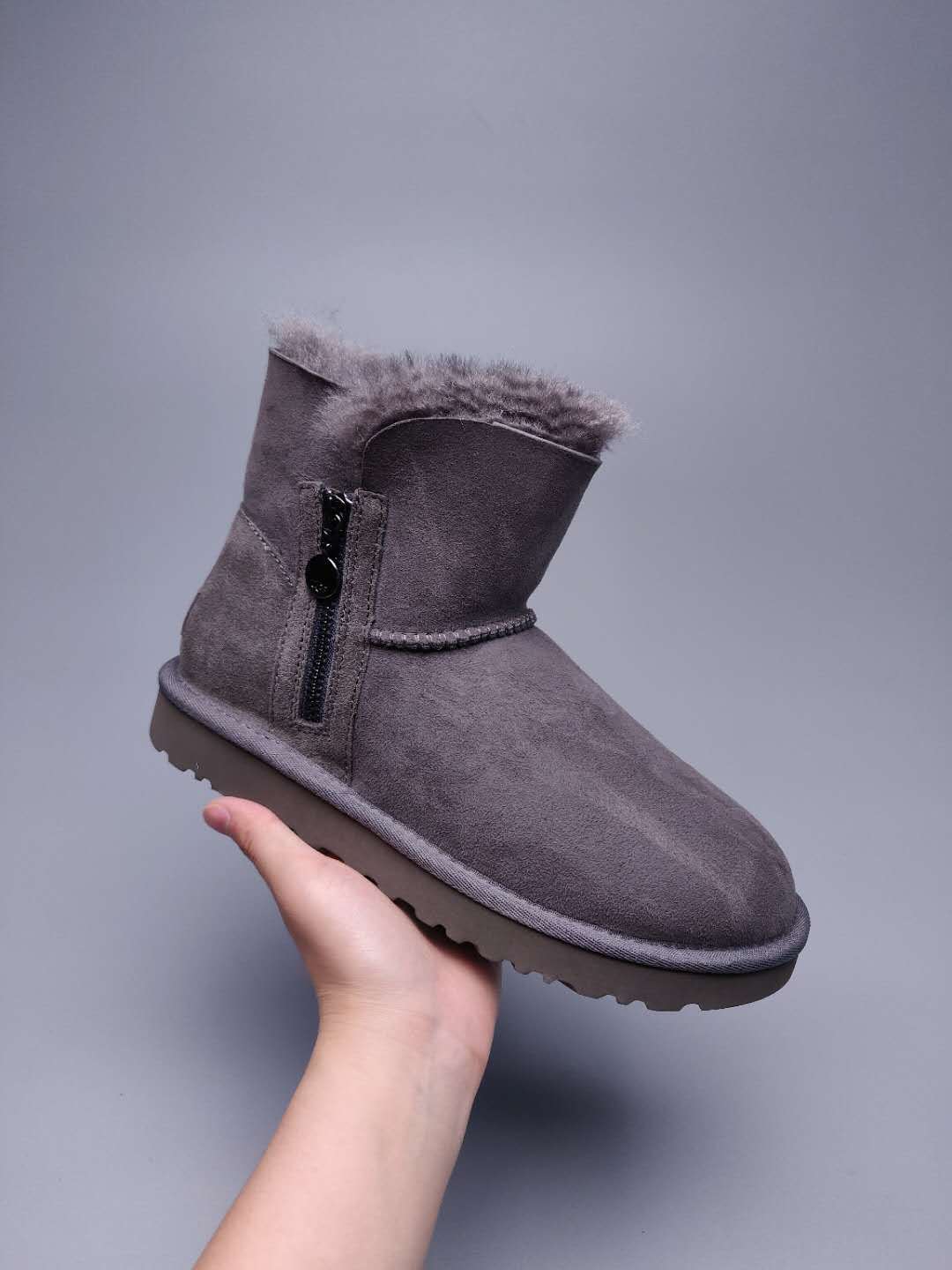 Gray Side-Zip Ankle Boots | Model 2481