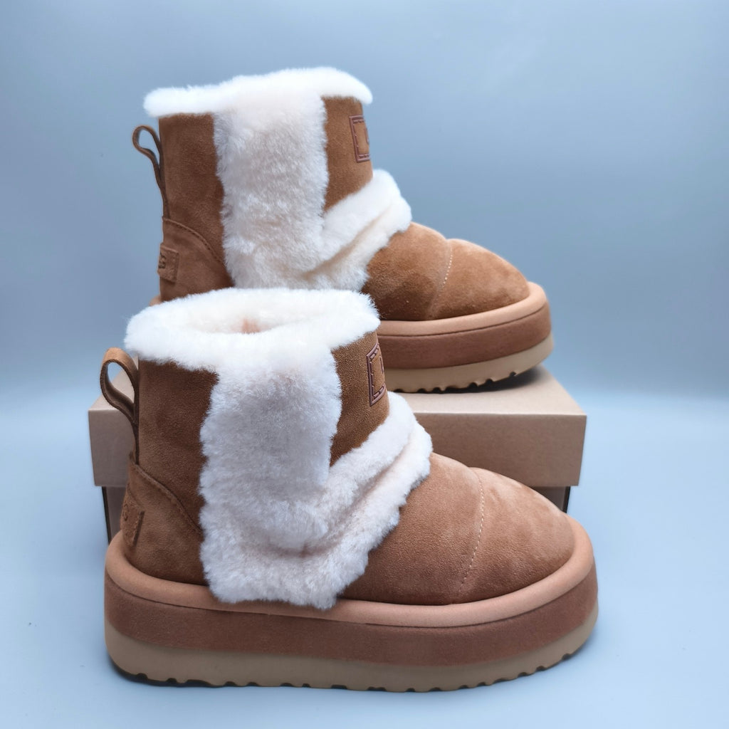 Chestnut Brown Mid-Top Casual Shoes with Chunky Caterpillar-Style Sole | Model 3316