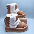 Chestnut Brown Mid-Top Casual Shoes with Chunky Caterpillar-Style Sole | Model 3316