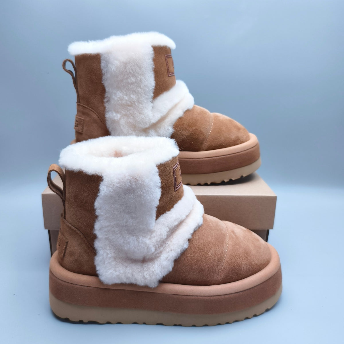 Chestnut Brown Mid-Top Casual Shoes with Chunky Caterpillar-Style Sole | Model 3316