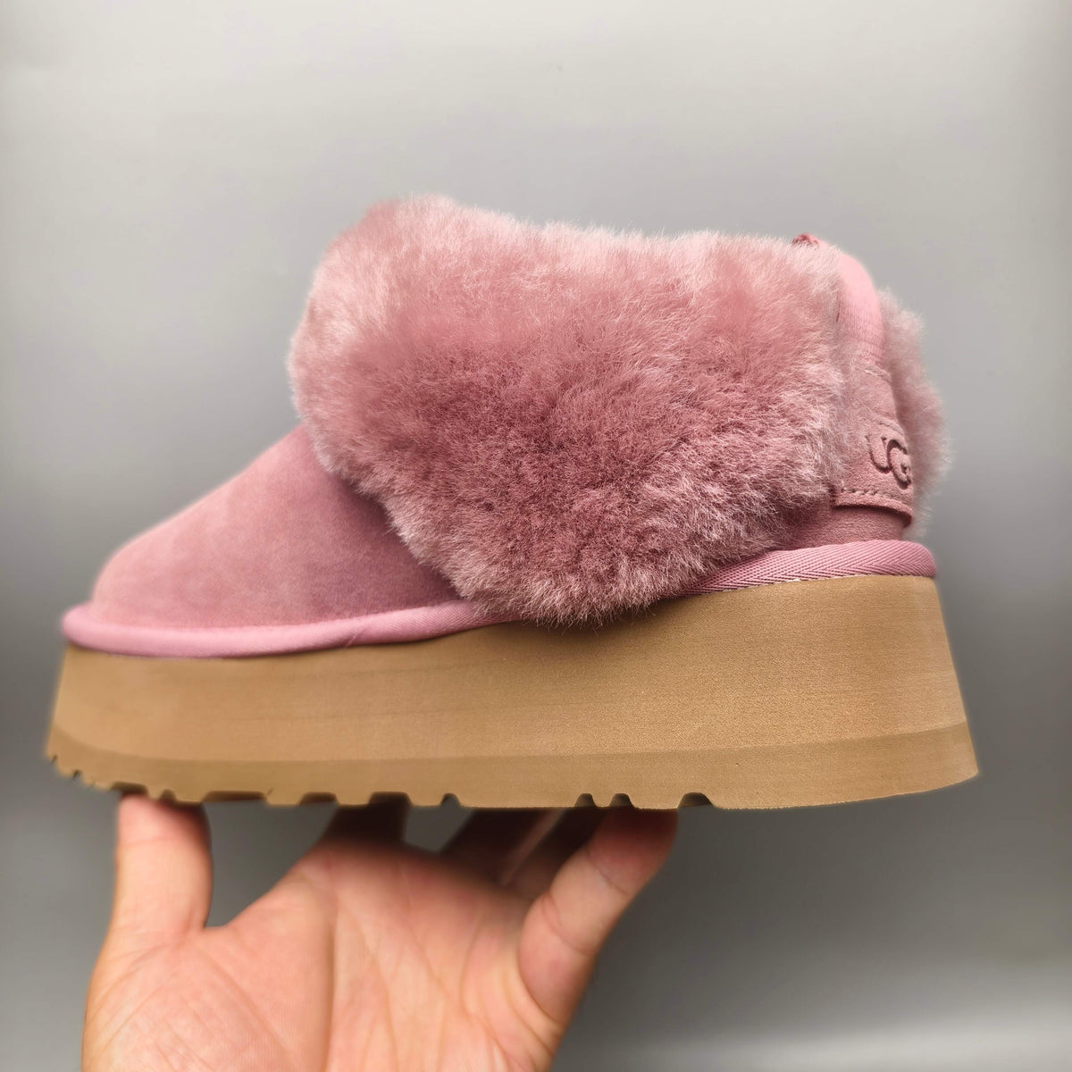 Pink Suede-Look Platform Slip-On Shoes – Model 1393