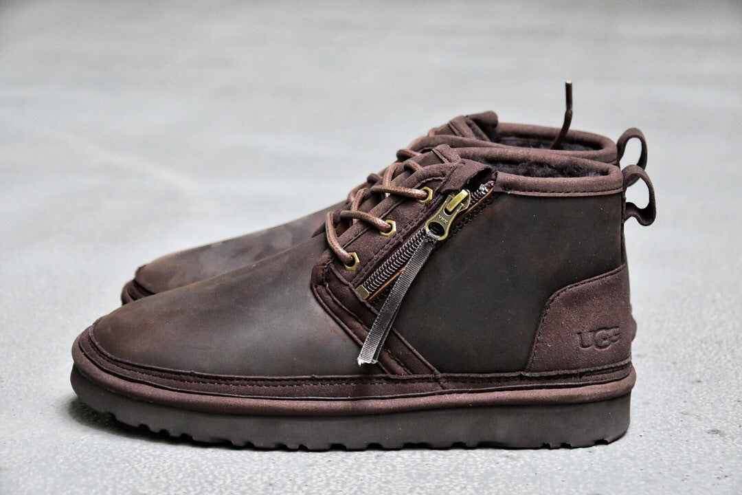 Men's Crazy Horse Leather Zip-Up Casual Shoes | Model 3883