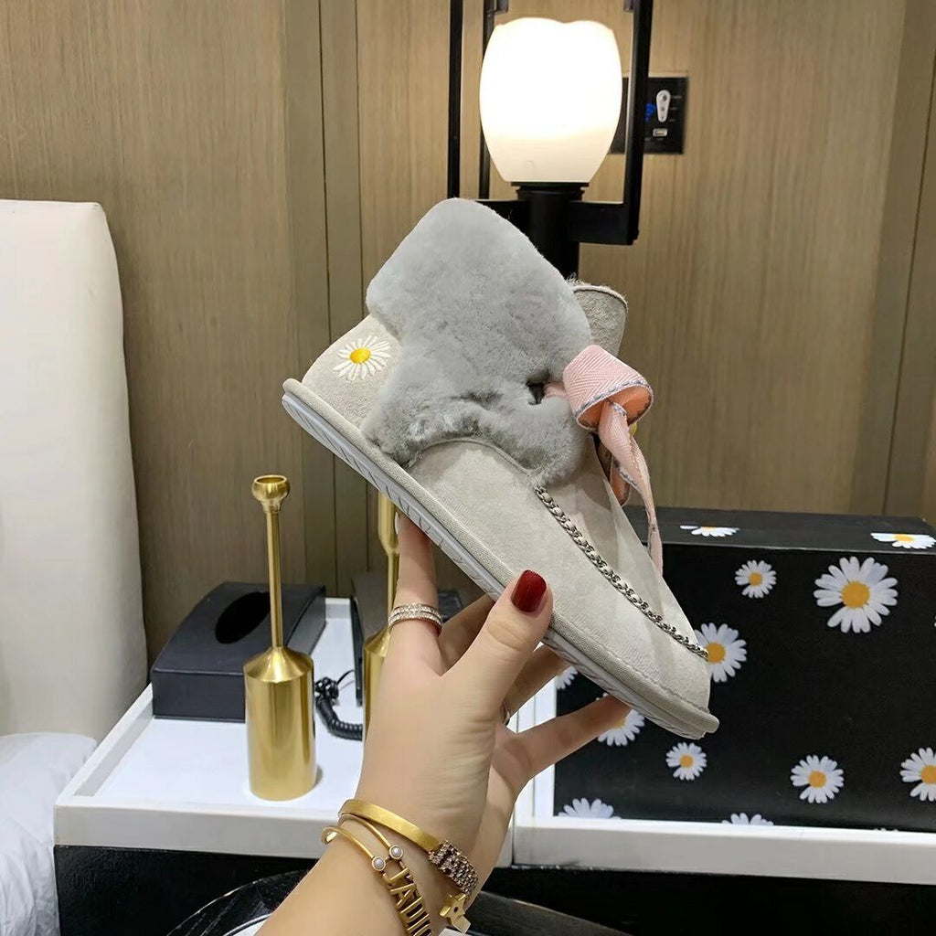 Gray Daisy Chain & Ribbon Shoes | Model 7888