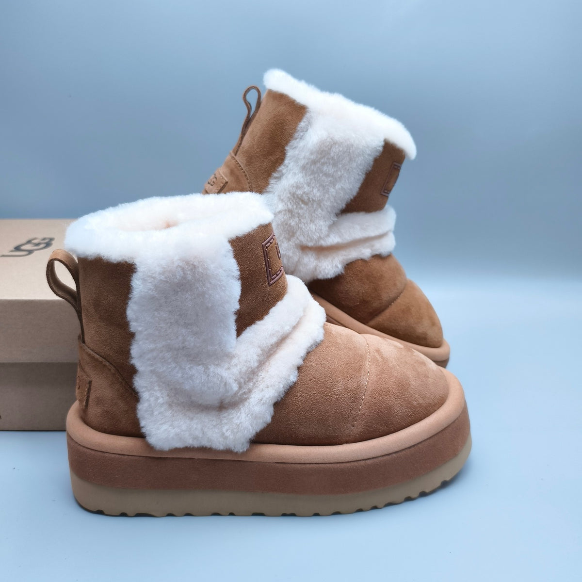 Chestnut Brown Mid-Top Casual Shoes with Chunky Caterpillar-Style Sole | Model 3316