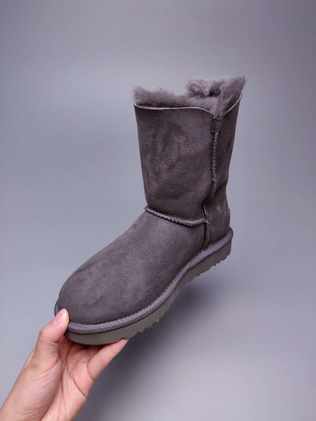 Grey Side-Zip Mid-Calf Boots – Model 2480