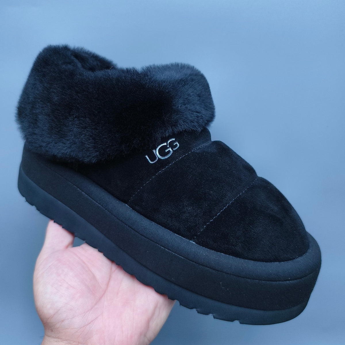 Black Platform Slip-On Casual Shoes | Model 6390