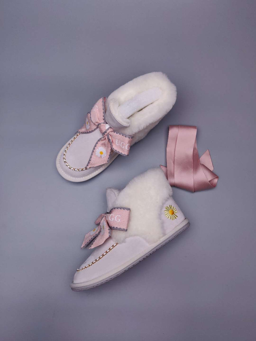 Milkshake White Daisy Chain & Ribbon Shoes | Model 7888