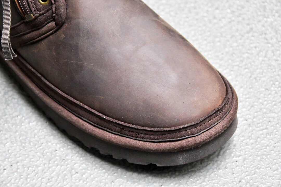 Men's Crazy Horse Leather Zip-Up Casual Shoes | Model 3883