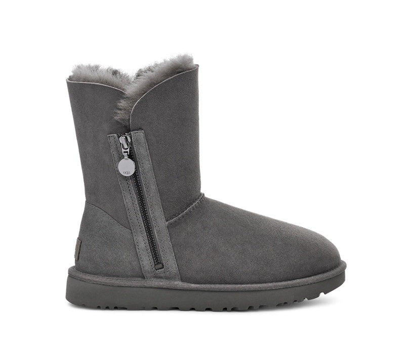 Grey Side-Zip Mid-Calf Boots – Model 2480