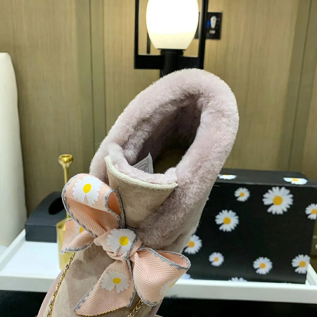Dusty Pink Daisy Chain & Ribbon Shoes | Model 7888