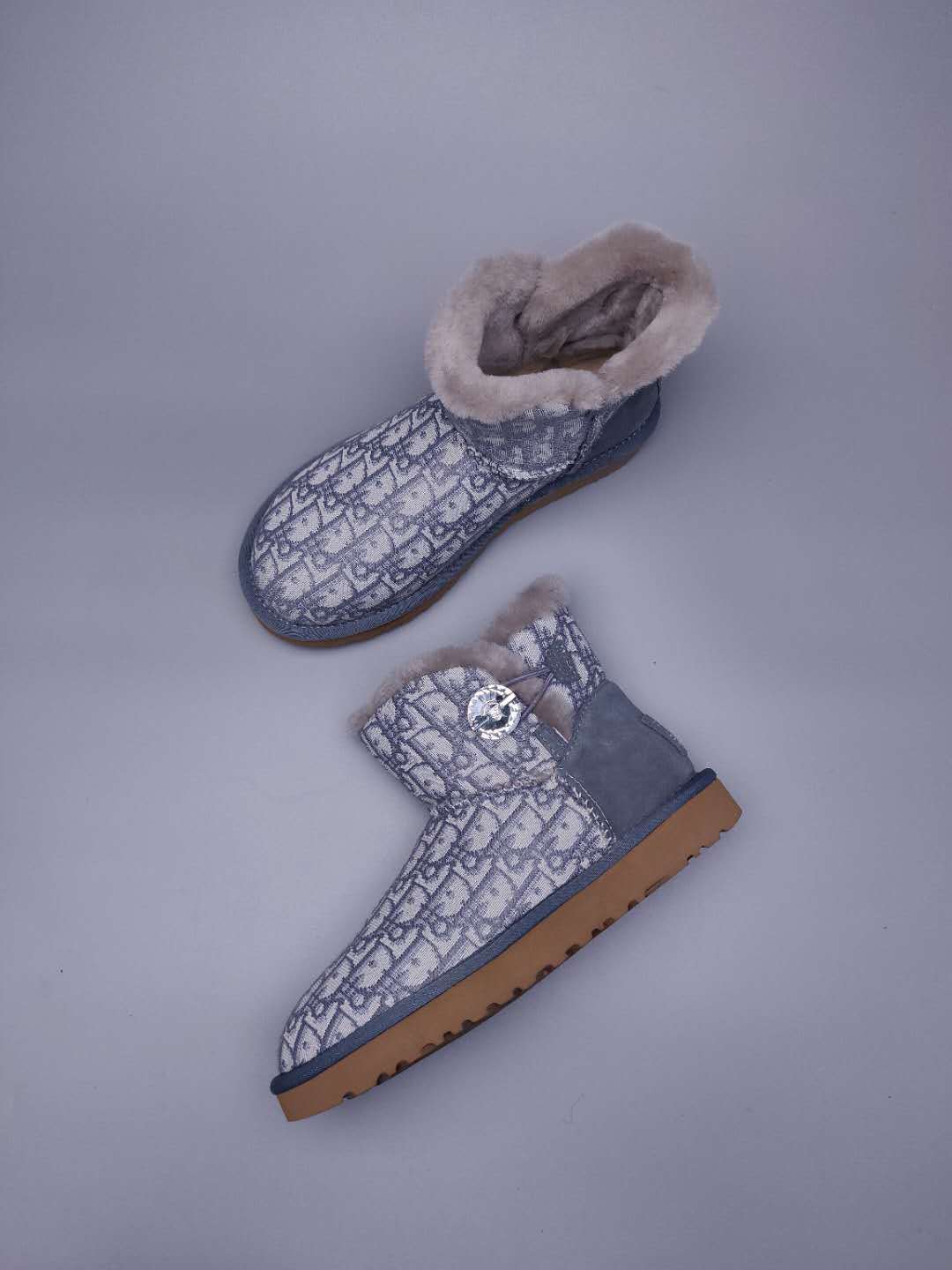 Gray Fabric-Pattern Shoes | Model 6554