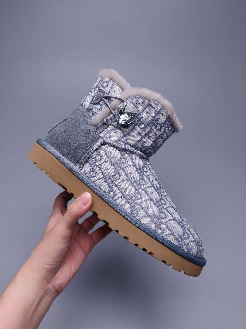 Gray Fabric-Pattern Shoes | Model 6554