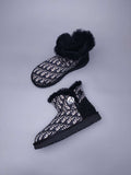 Black Fabric-Pattern Shoes | Model 6554