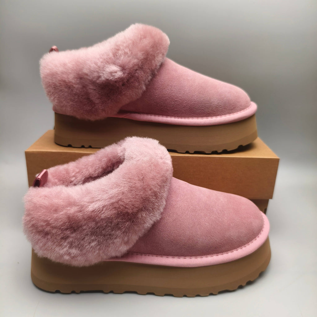 Pink Suede-Look Platform Slip-On Shoes – Model 1393