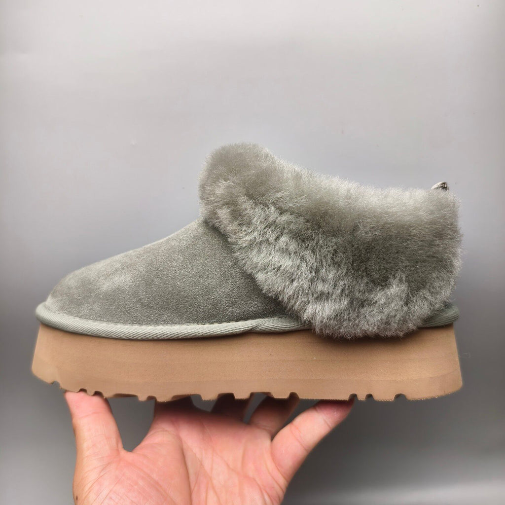 Green Suede-Look Platform Slip-On Shoes – Model 1393
