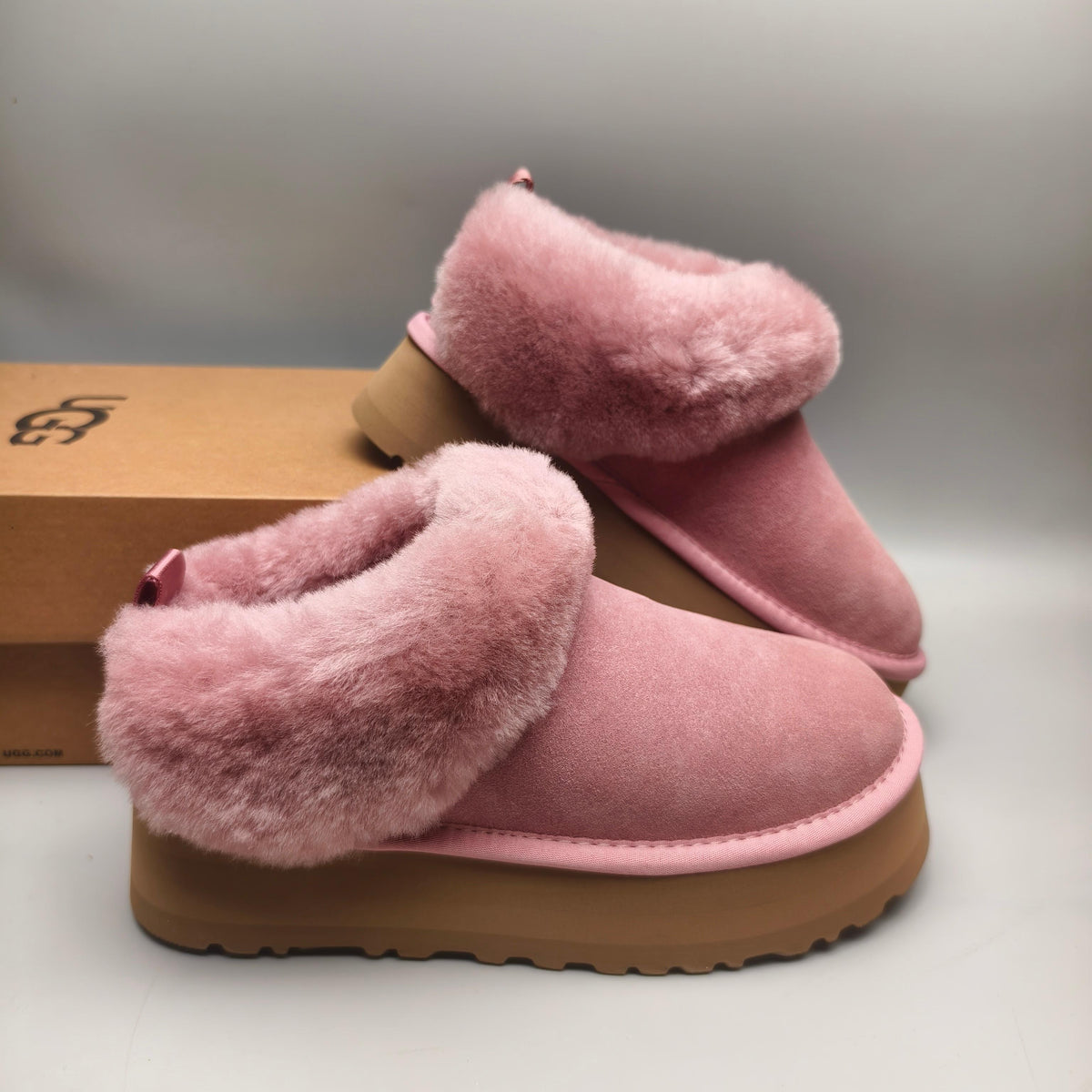 Pink Suede-Look Platform Slip-On Shoes – Model 1393