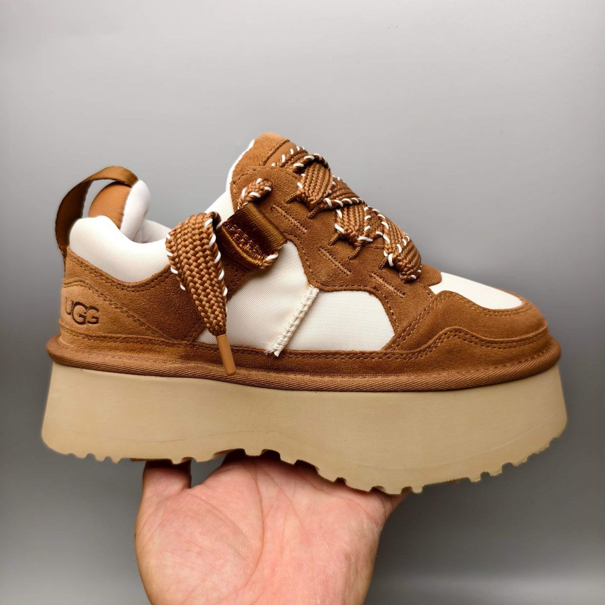 Chestnut Chunky Platform Lace-Up Dad Sneakers – Model 1541