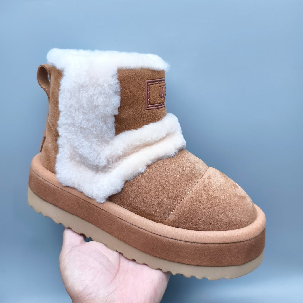 Chestnut Brown Mid-Top Casual Shoes with Chunky Caterpillar-Style Sole | Model 3316