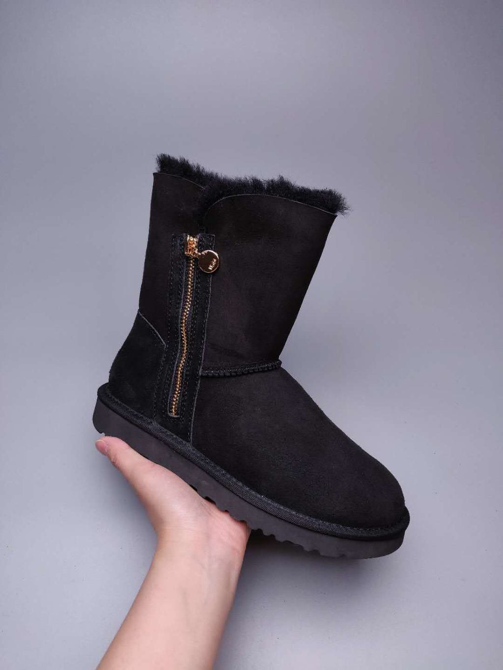 Black Side-Zip Mid-Calf Boots – Model 2480