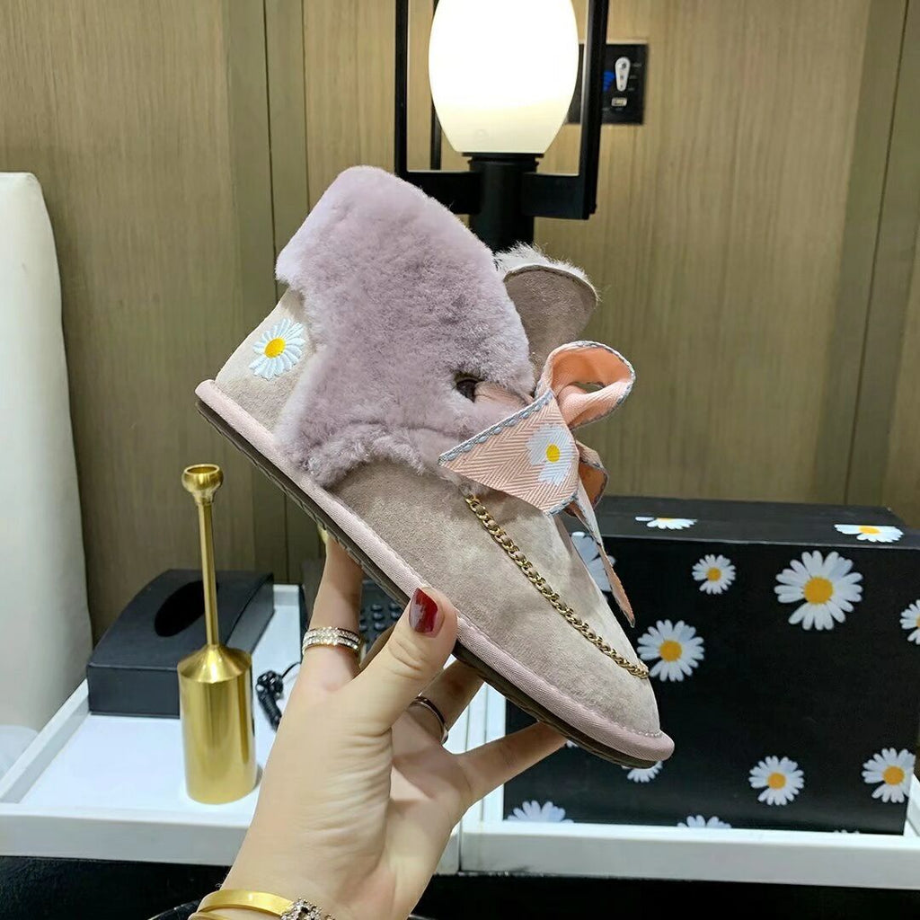 Dusty Pink Daisy Chain & Ribbon Shoes | Model 7888