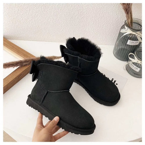 Black Bow-Detail Ankle Boots | Model 3130