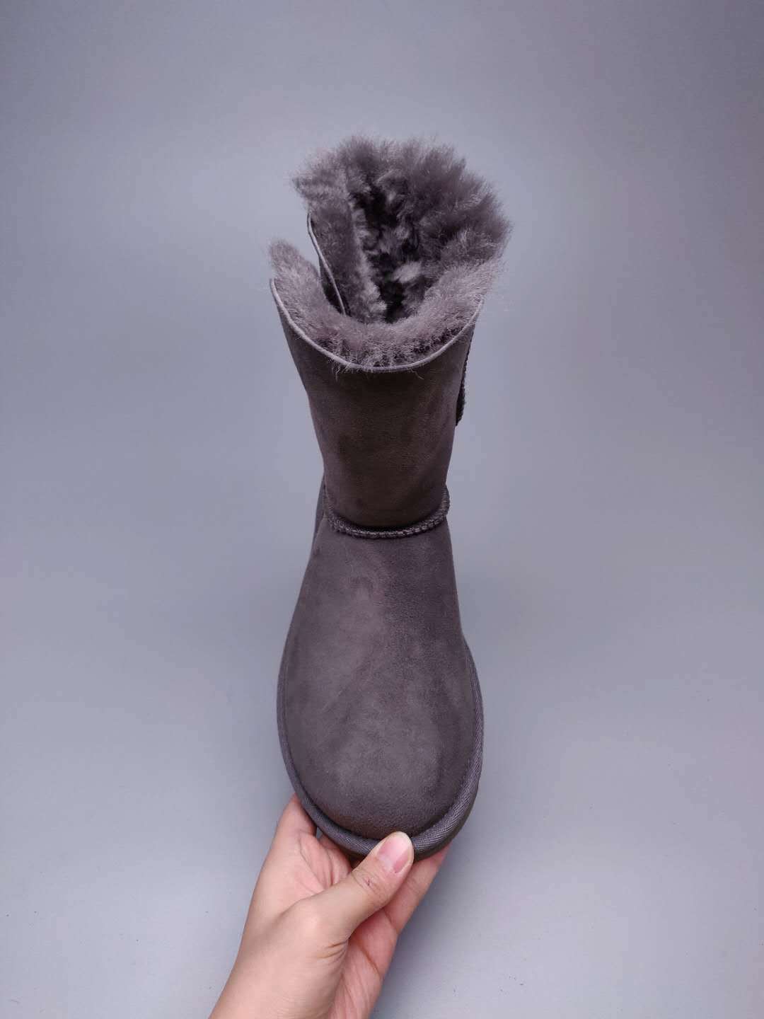 Grey Side-Zip Mid-Calf Boots – Model 2480