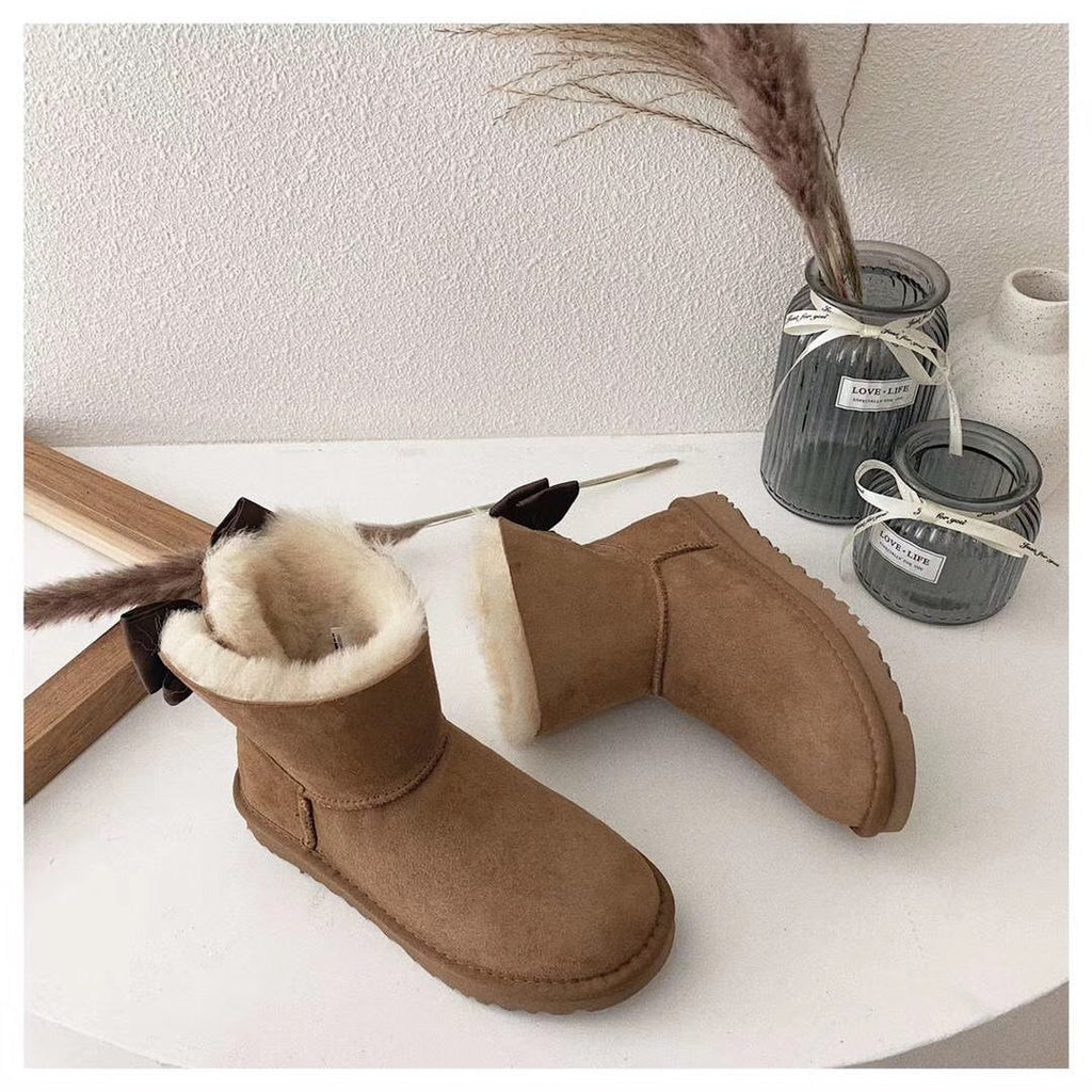 Chestnut Brown Bow-Detail Ankle Boots | Model 3130