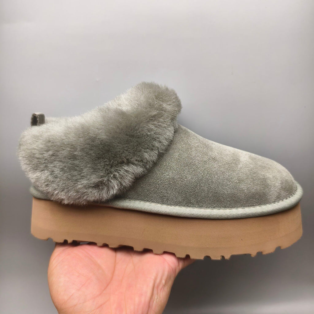 Green Suede-Look Platform Slip-On Shoes – Model 1393
