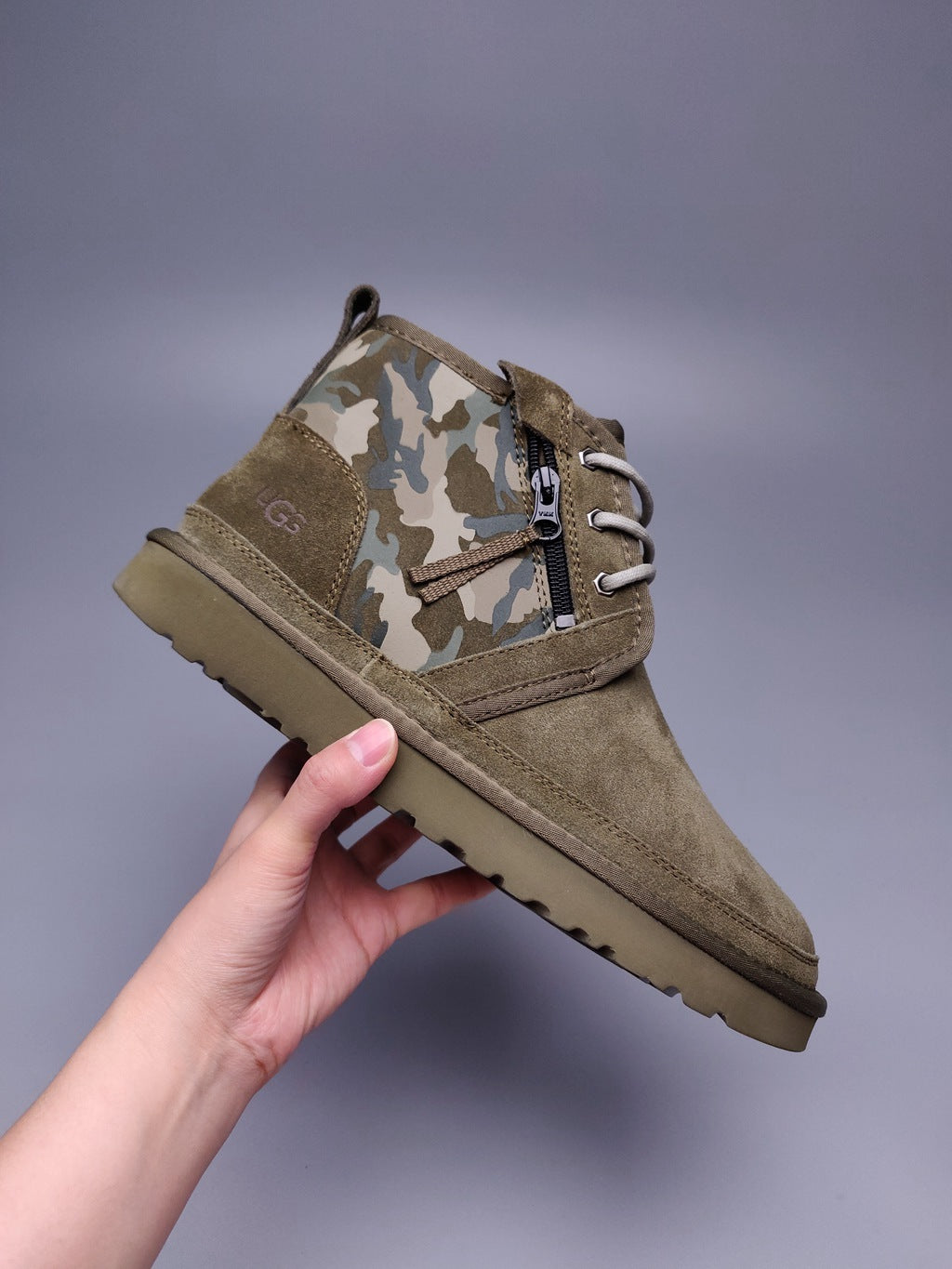 Men's Army Green Colorblock Camo Shoes | Model 4193