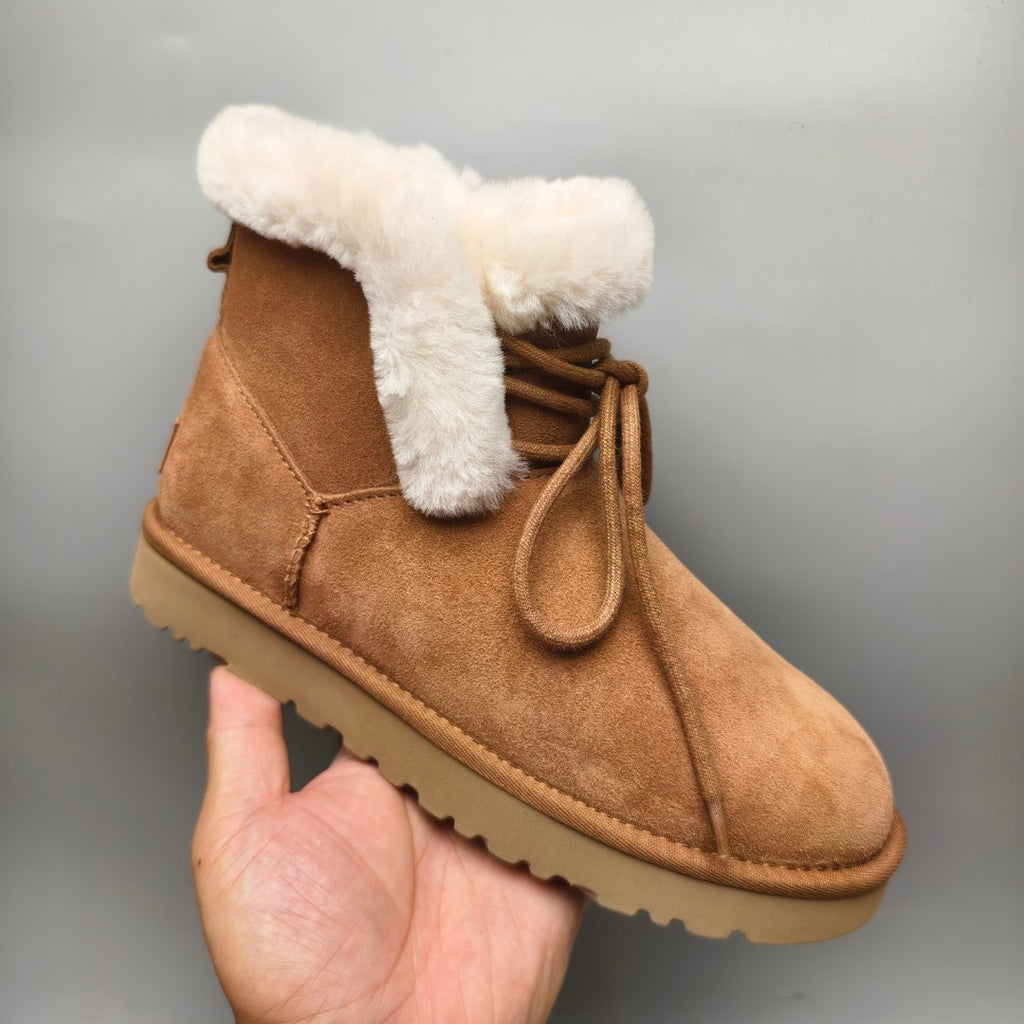 Chestnut Mid-Calf Lace-Up Casual Boots | Model 4576