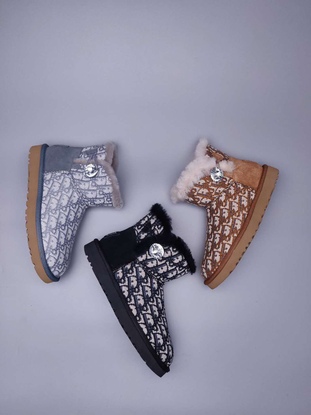 Black Fabric-Pattern Shoes | Model 6554