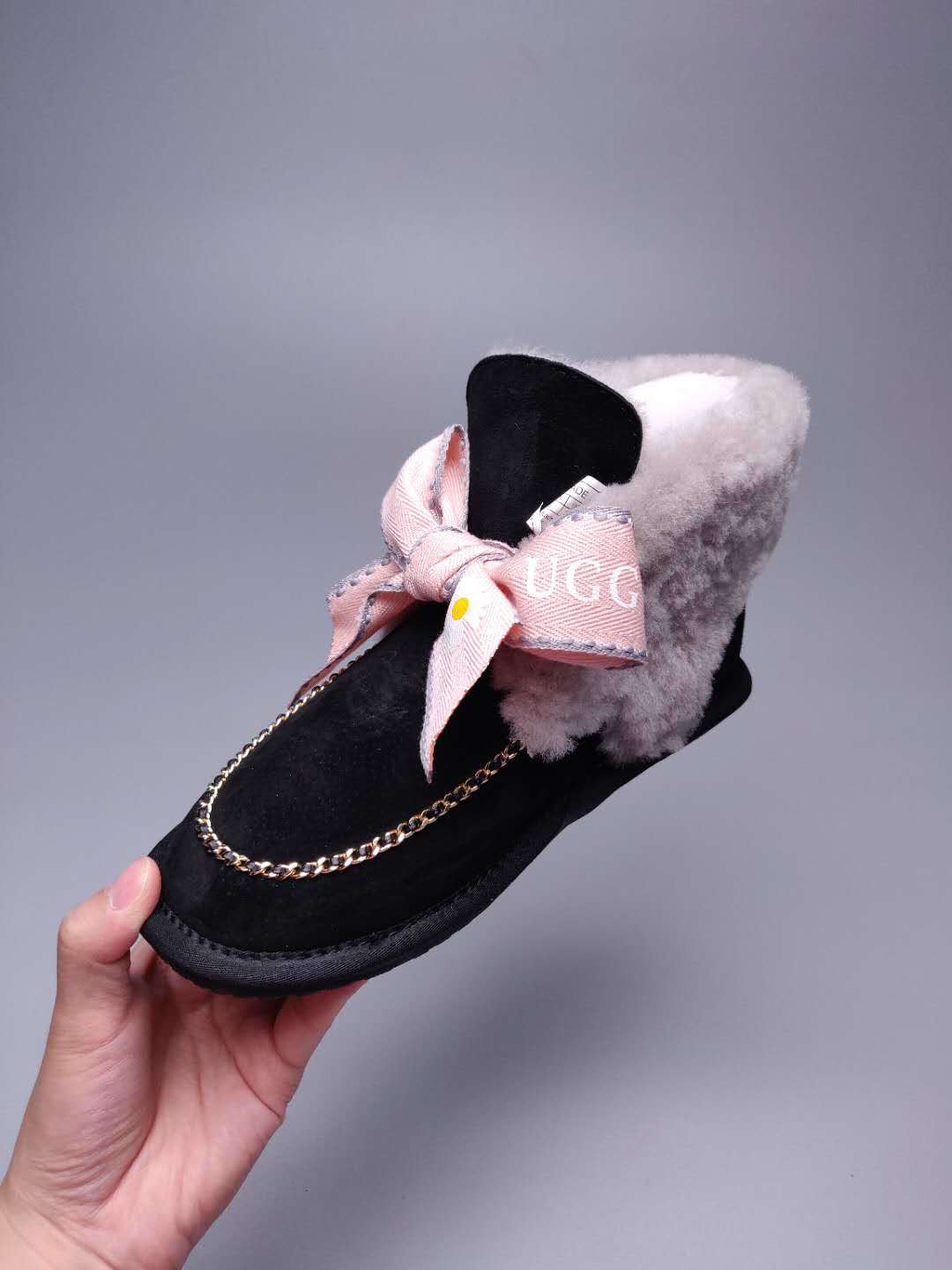 Black Daisy Chain & Ribbon Shoes | Model 7888