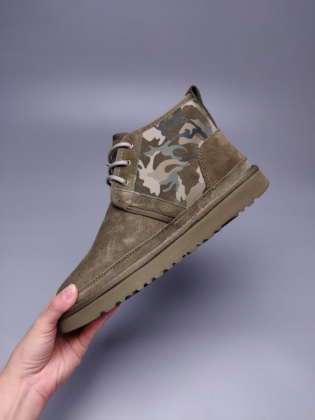 Men's Army Green Colorblock Camo Shoes | Model 4193
