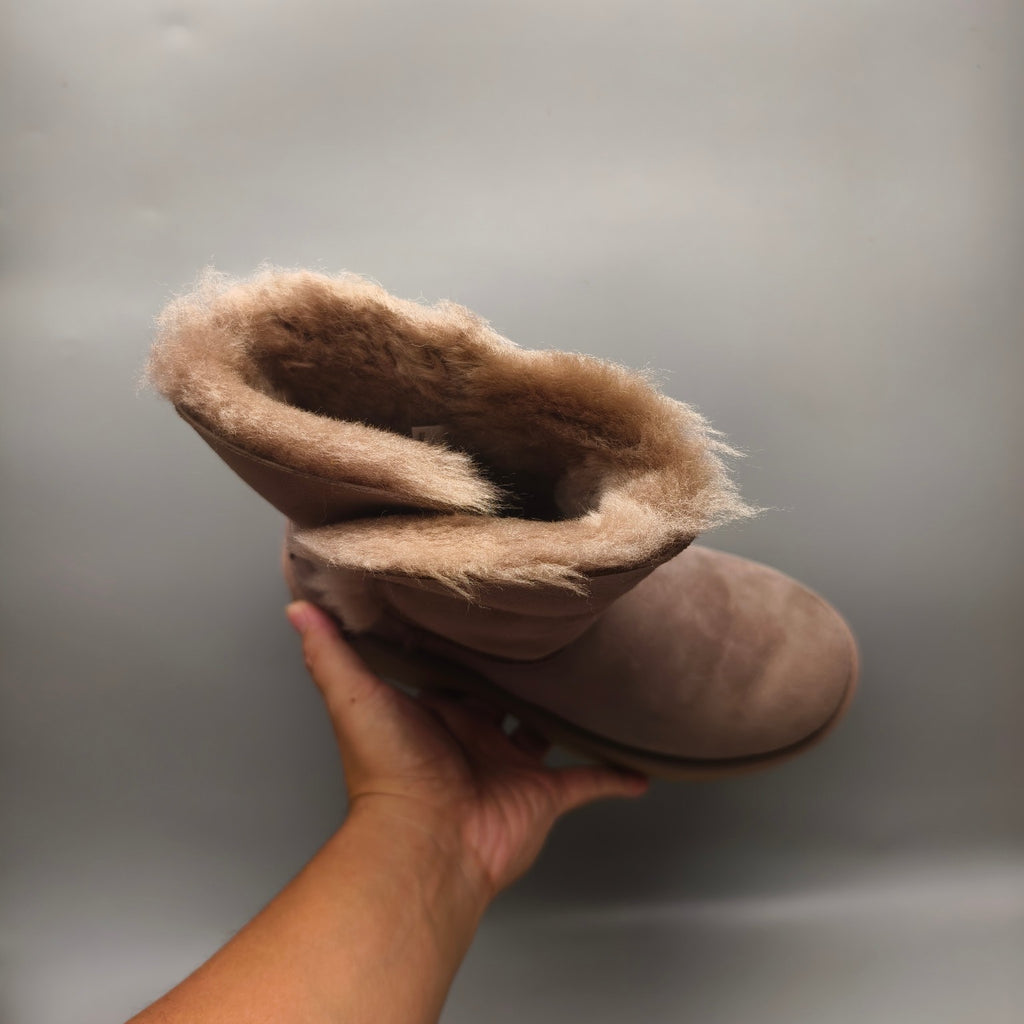 Women's Walnut Brown Platform Wedge Mid-Calf Boots – Model 1533