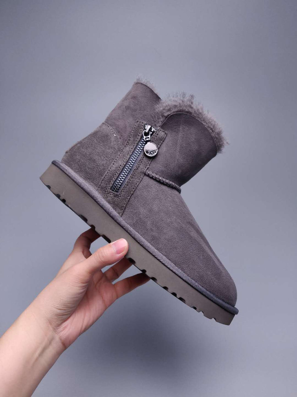 Gray Side-Zip Ankle Boots | Model 2481