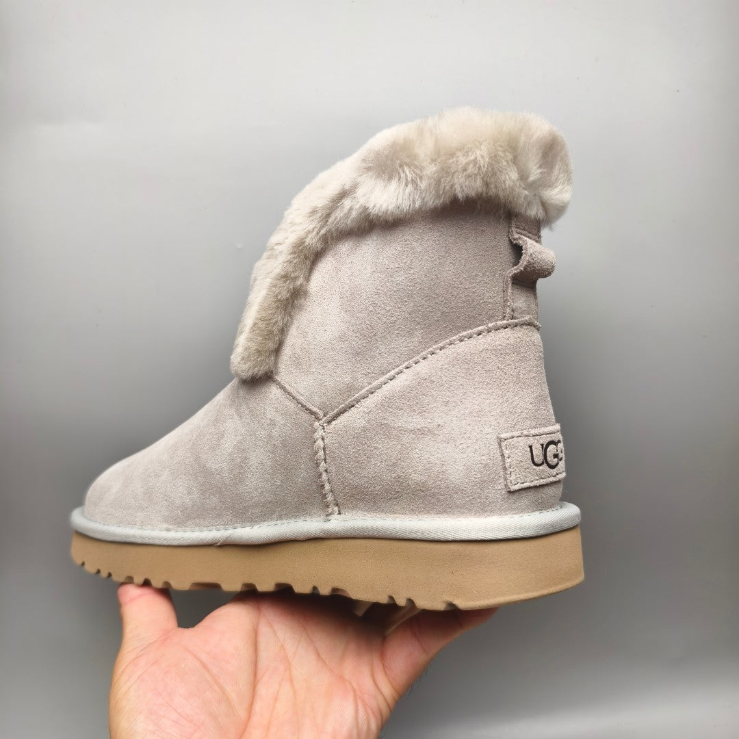 Gray Mid-Calf Lace-Up Casual Boots | Model 4576