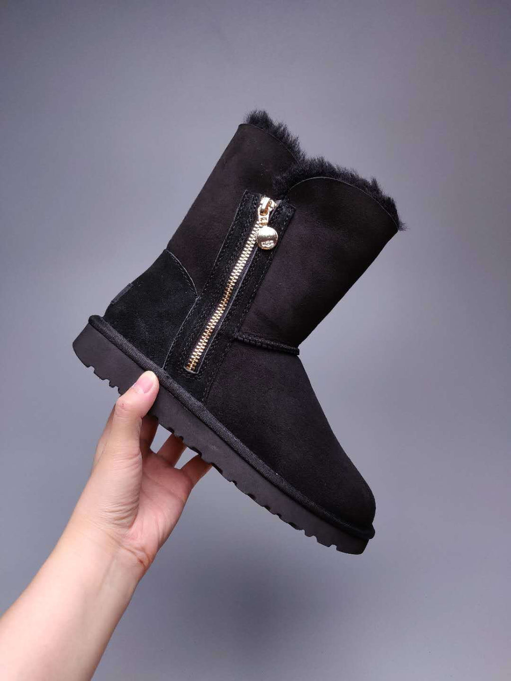 Black Side-Zip Mid-Calf Boots – Model 2480