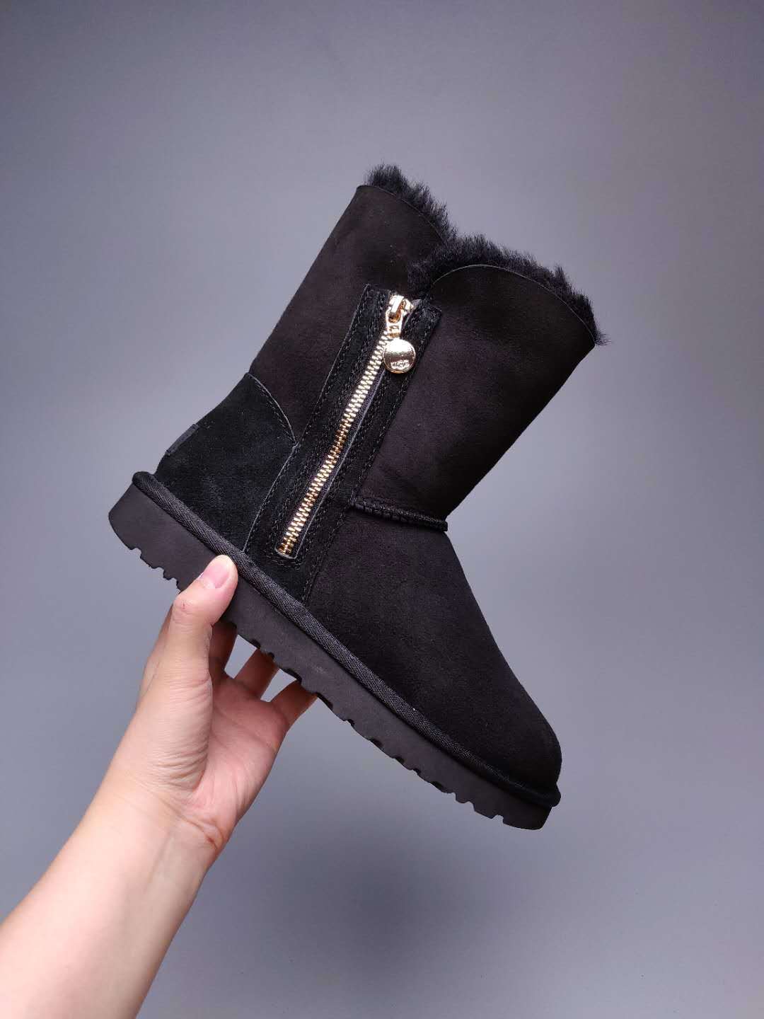 Black Side-Zip Mid-Calf Boots – Model 2480