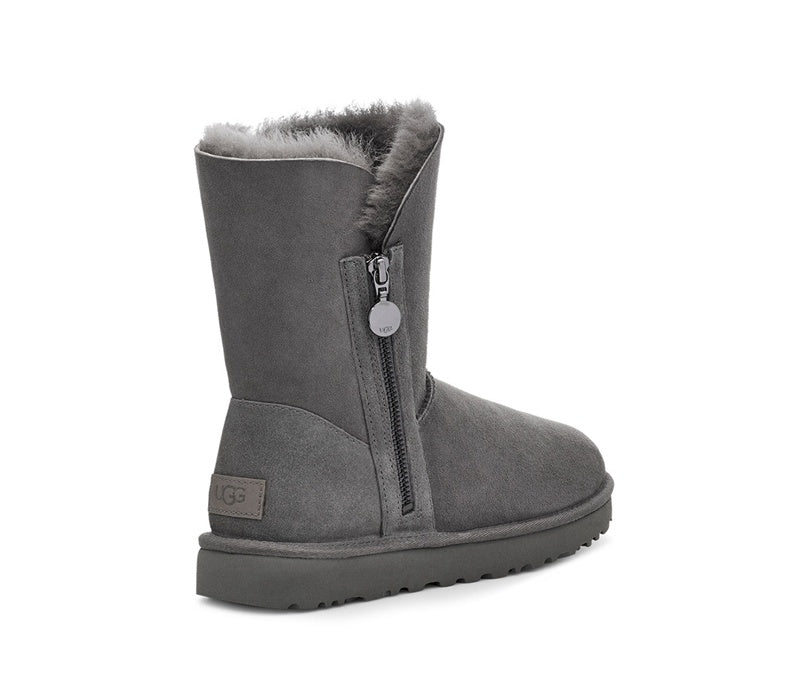Grey Side-Zip Mid-Calf Boots – Model 2480