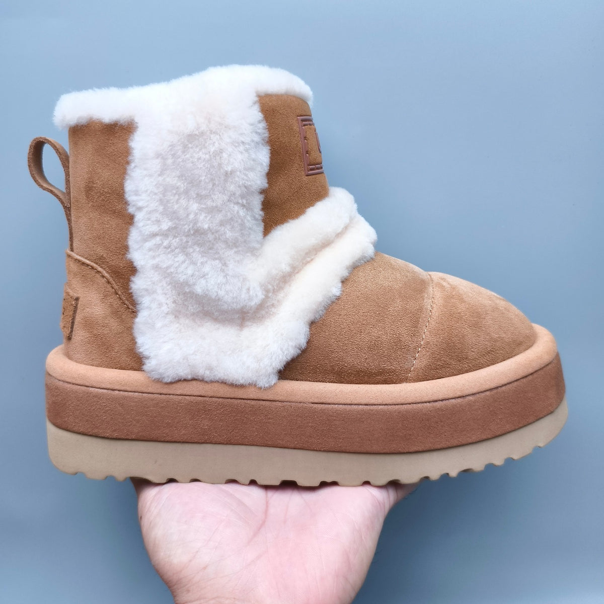 Chestnut Brown Mid-Top Casual Shoes with Chunky Caterpillar-Style Sole | Model 3316