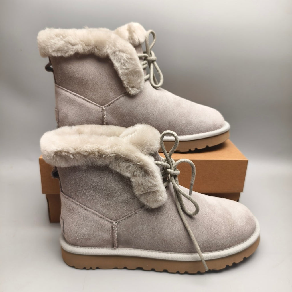 Gray Mid-Calf Lace-Up Casual Boots | Model 4576