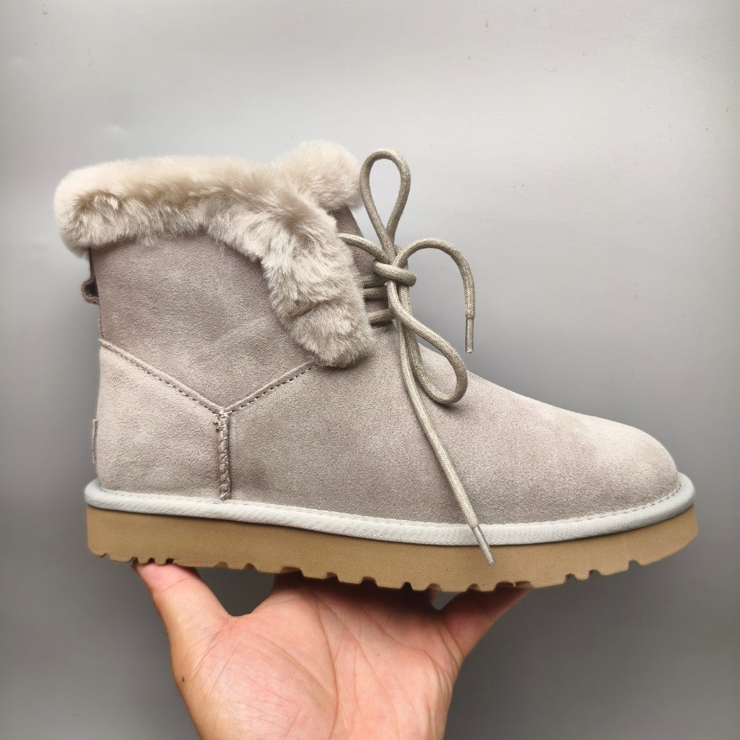 Gray Mid-Calf Lace-Up Casual Boots | Model 4576